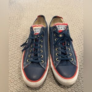 Blue, Red and White Converse All Stars Size 13